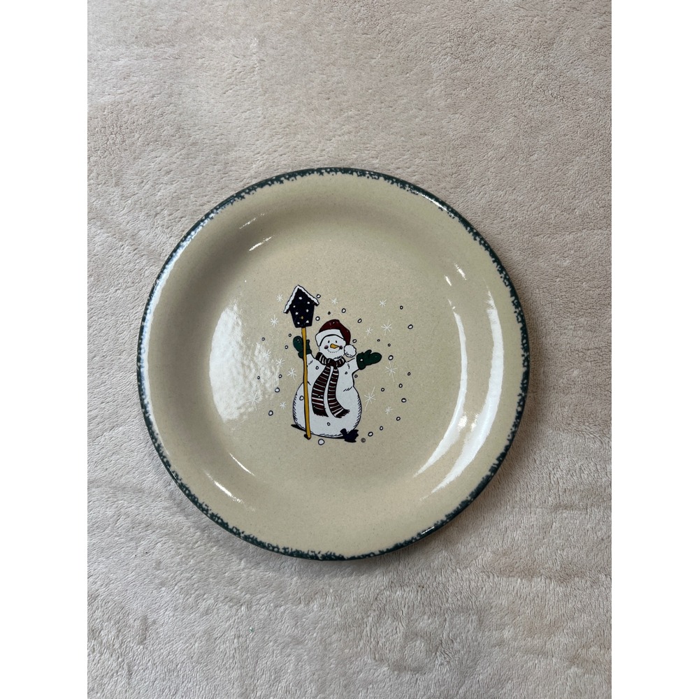 Home & Garden Party Snowman Salad Plate 8" USA Cookie/Salad Stoneware Plate